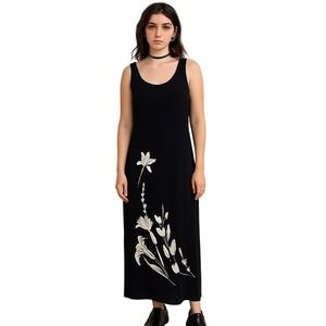 VTG LAURA ASHLEY 90s‎ Black Floral Maxi Dress Sleeveless Minimalist Slip Y2K S/M